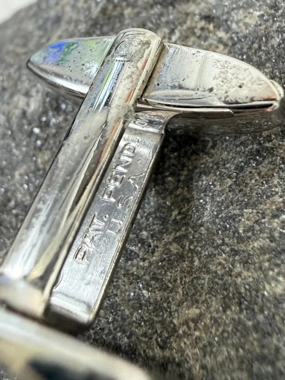 Vintage Foster Black Enamel & Silver Tone Spades Arrowhead Cufflinks Cuff Links